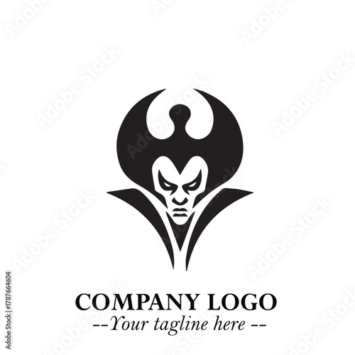 Head of Dracula Logo Symbol in Black on the White Background with Horror Minimal Vector Design