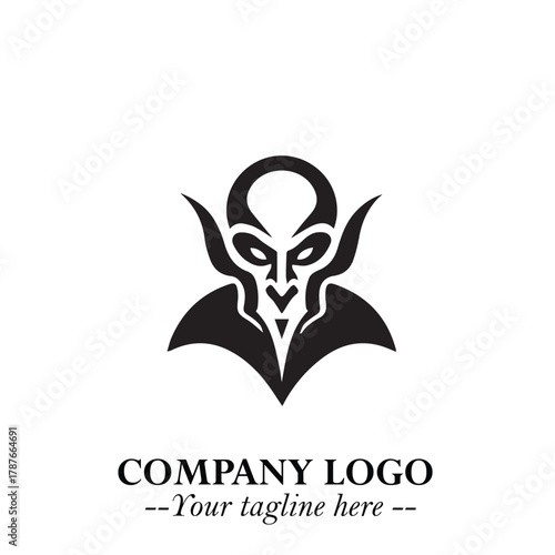 Head of Dracula Logo Symbol in Black on the White Background with Horror Minimal Vector Design