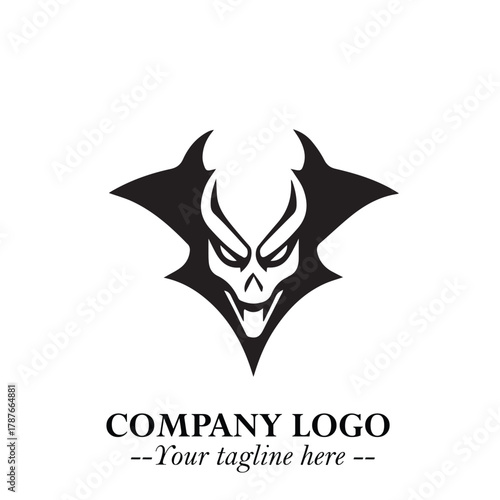 Head of Dracula Logo Symbol in Black on the White Background with Horror Minimal Vector Design