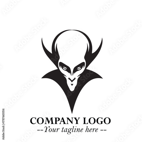 Head of Dracula Logo Symbol in Black on the White Background with Horror Minimal Vector Design