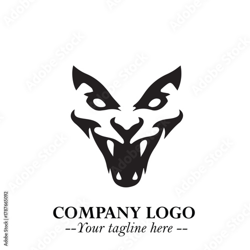 Head of Dracula Logo Symbol in Black on the White Background with Horror Minimal Vector Design