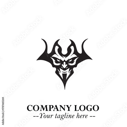 Head of Dracula Logo Symbol in Black on the White Background with Horror Minimal Vector Design