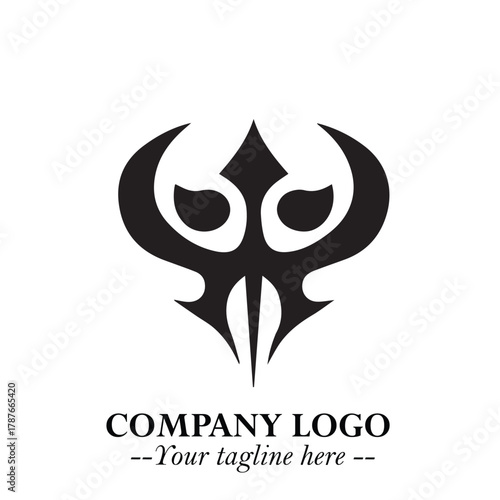 Head of Dracula Logo Symbol in Black on the White Background with Horror Minimal Vector Design
