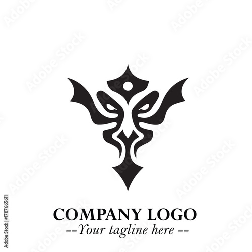 Head of Dracula Logo Symbol in Black on the White Background with Horror Minimal Vector Design