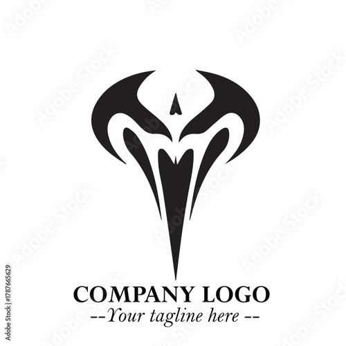 Head of Dracula Logo Symbol in Black on the White Background with Horror Minimal Vector Design