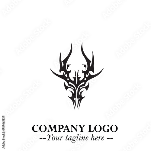 Head of Dracula Logo Symbol in Black on the White Background with Horror Minimal Vector Design