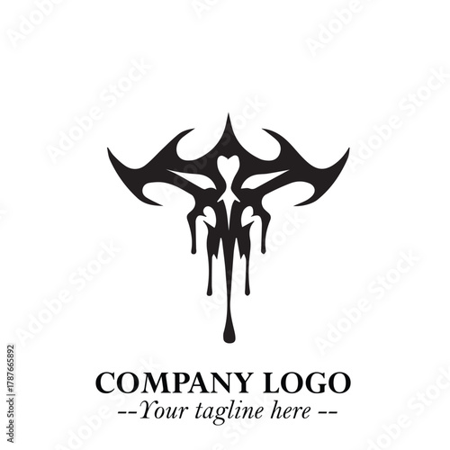 Head of Dracula Logo Symbol in Black on the White Background with Horror Minimal Vector Design