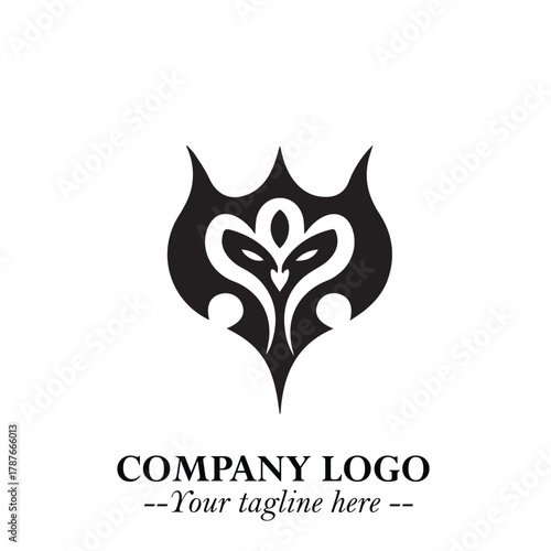 Head of Dracula Logo Symbol in Black on the White Background with Horror Minimal Vector Design