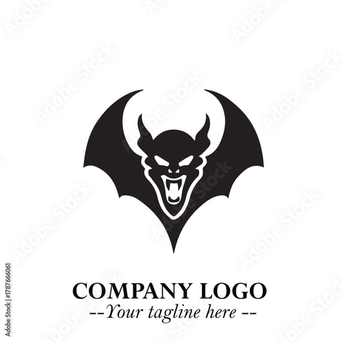 Head of Dracula Logo Symbol in Black on the White Background with Horror Minimal Vector Design