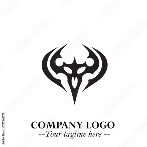 Head of Dracula Logo Symbol in Black on the White Background with Horror Minimal Vector Design