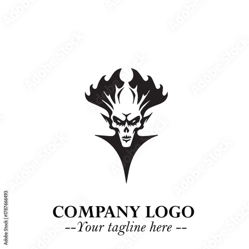 Head of Dracula Logo Symbol in Black on the White Background with Horror Minimal Vector Design
