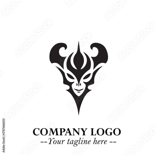 Head of Dracula Logo Symbol in Black on the White Background with Horror Minimal Vector Design