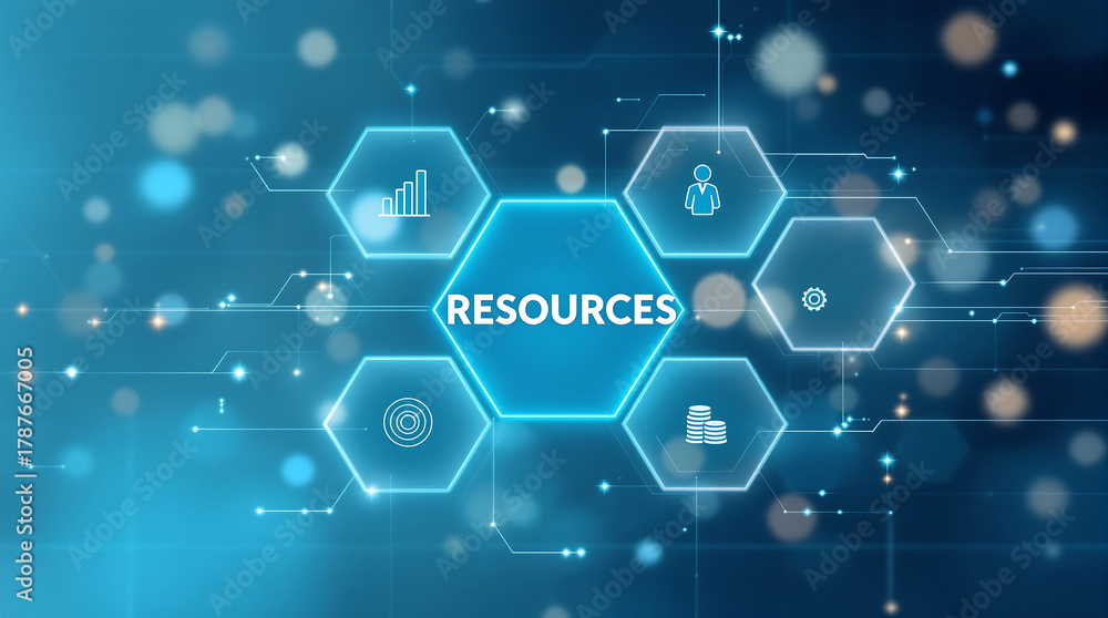 Fototapeta premium Find business resources online digital assets and management tools for success and growth strategy