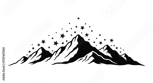 Majestic mountain peaks under a starry night sky, evoking wonder and adventure.