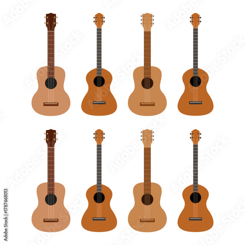 Set of  Acoustic Guitars in Flat Style