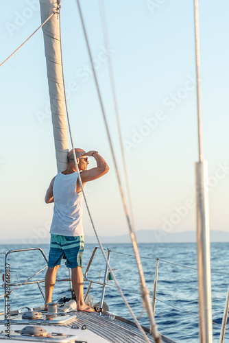 Sailor Enjoying Sailing Adventure in Mediterranean