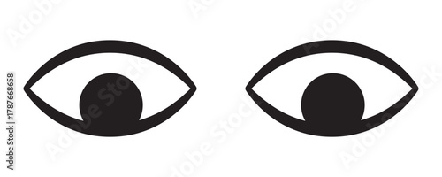 Pair of Eyes Looking Down Icon – Observation and Attention Symbol, Curious or Sneaky Expression Sign.