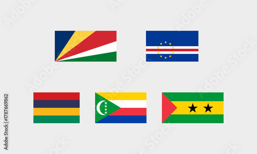 Flaggen afrikanischer Inselstaaten – Seychellen, Kap Verde, Mauritius, Komoren, São Tomé & Príncipe