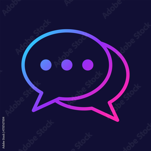 Online Chat Bubble Flat Colored Icon for Digital Message and Social Communication