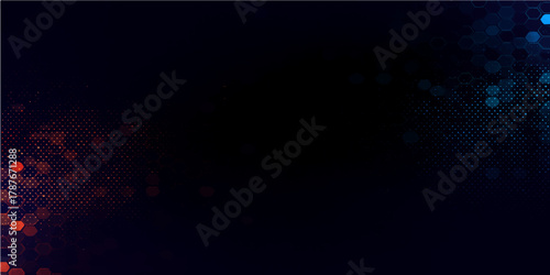 Abstract dark blue space design with glowing particles and bright magical light effect