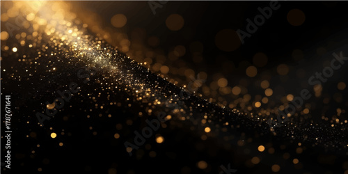 Dark blue pattern with shiny winter particle light design and bright bokeh Christmas star animation