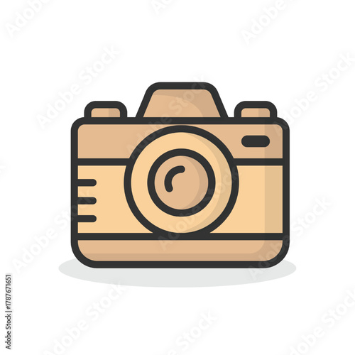 Brown camera icon isolated flat style design.