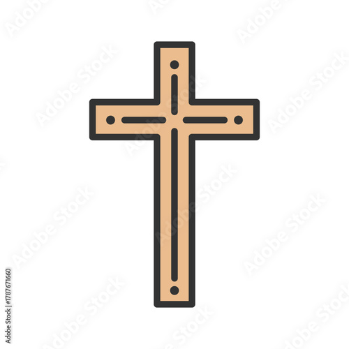 Christian cross icon isolated flat style design.