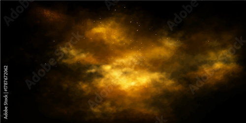 An abstract explosion of space with a dramatic dark blue cloudscape at sunset