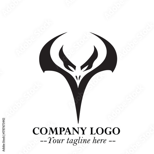Head of Dracula Logo Symbol in Black on the White Background with Horror Minimal Vector Design