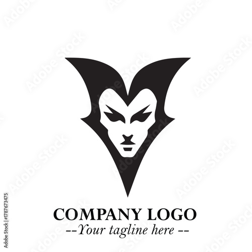 Head of Dracula Logo Symbol in Black on the White Background with Horror Minimal Vector Design