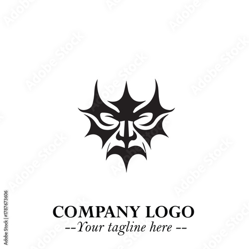Head of Dracula Logo Symbol in Black on the White Background with Horror Minimal Vector Design
