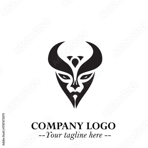 Head of Dracula Logo Symbol in Black on the White Background with Horror Minimal Vector Design