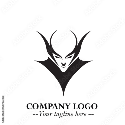 Head of Dracula Logo Symbol in Black on the White Background with Horror Minimal Vector Design