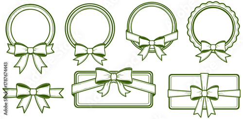 Elegant decorative frames with bows, perfect for adding a touch of sophistication to designs