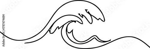 ocean wave continous one line vector drawing line art
