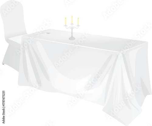 Satin dining table. vector illustration