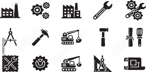 Collection of industrial and engineering icons