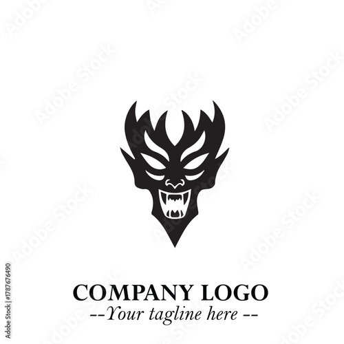 Head of Dracula Logo Symbol in Black on the White Background with Horror Minimal Vector Design