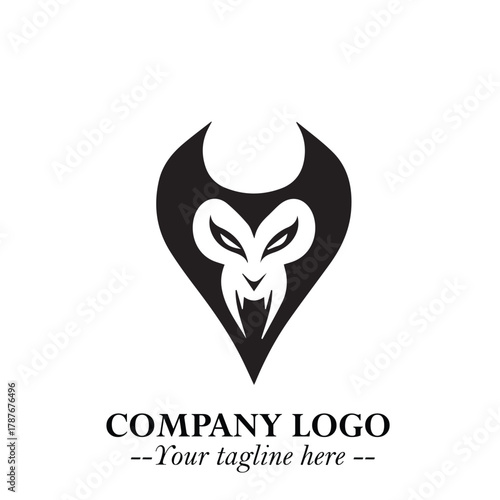 Head of Dracula Logo Symbol in Black on the White Background with Horror Minimal Vector Design