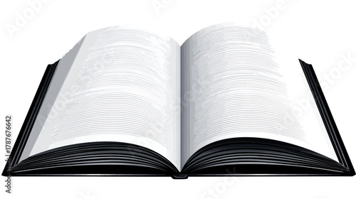 Open Book with Blank White Pages Isolated on a White Background. Space for Text, Copy, Education, Learning, or Storytelling.