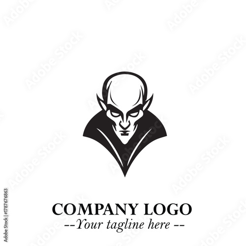 Head of Dracula Logo Symbol in Black on the White Background with Horror Minimal Vector Design
