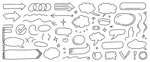 Add a touch of doodle magic to your projects with these hand-drawn arrows, speech bubbles, and design elements for a unique and playful aesthetic, perfect for branding, presentations, or social media