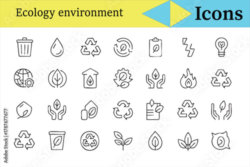 Recycling, clean energy, and planet earth icons