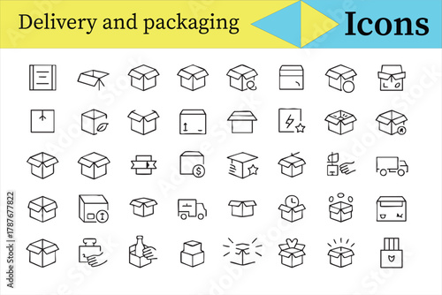 Logistics and supply chain line art icons for modern web and app use