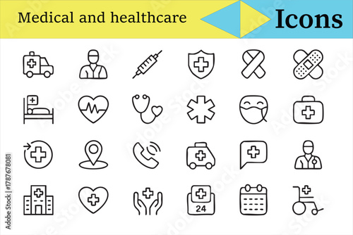 Pharmacy and medical service icons set for professional healthcare use