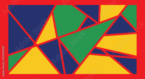 Abstract geometric design with triangles in blue green and yellow editable vector file