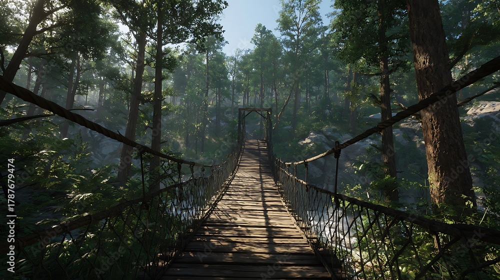 Fototapeta premium suspension bridge in the forest