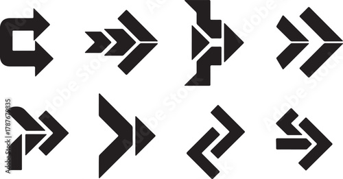 Collection of eight unique black arrows