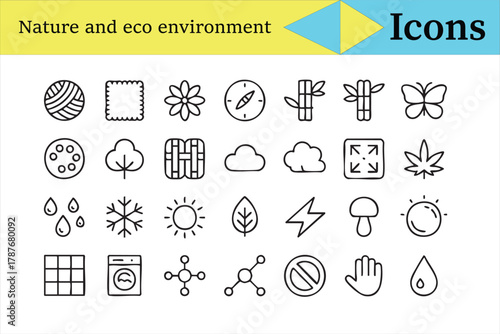 Nature and renewable energy vector icons