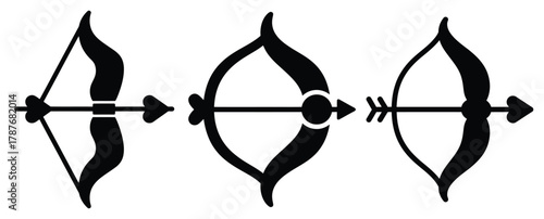 cupid bow silhouette Valentine icon set,Black color simple Vector icons